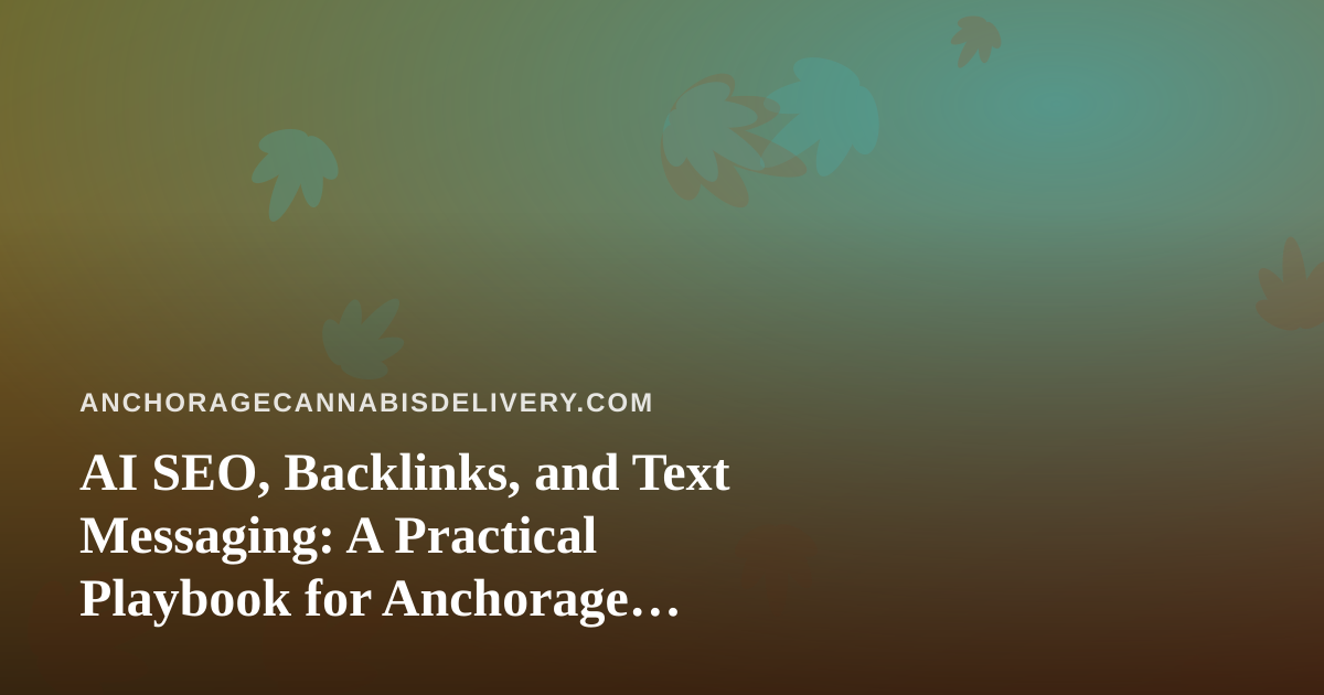 AI SEO, Backlinks, and Text Messaging: A Practical Playbook for Anchorage Cannabis Delivery